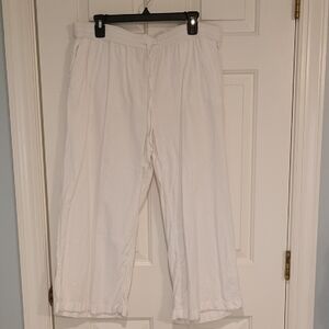 Caslon Wide Leg Drawstring Linen Pants in White